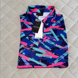 NWT Yatta Golf Polo Shirt Mens X Large Paint Splatter Performance